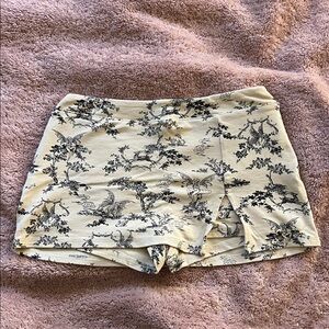Urban Outfitters Cream and Black Patterned Skort